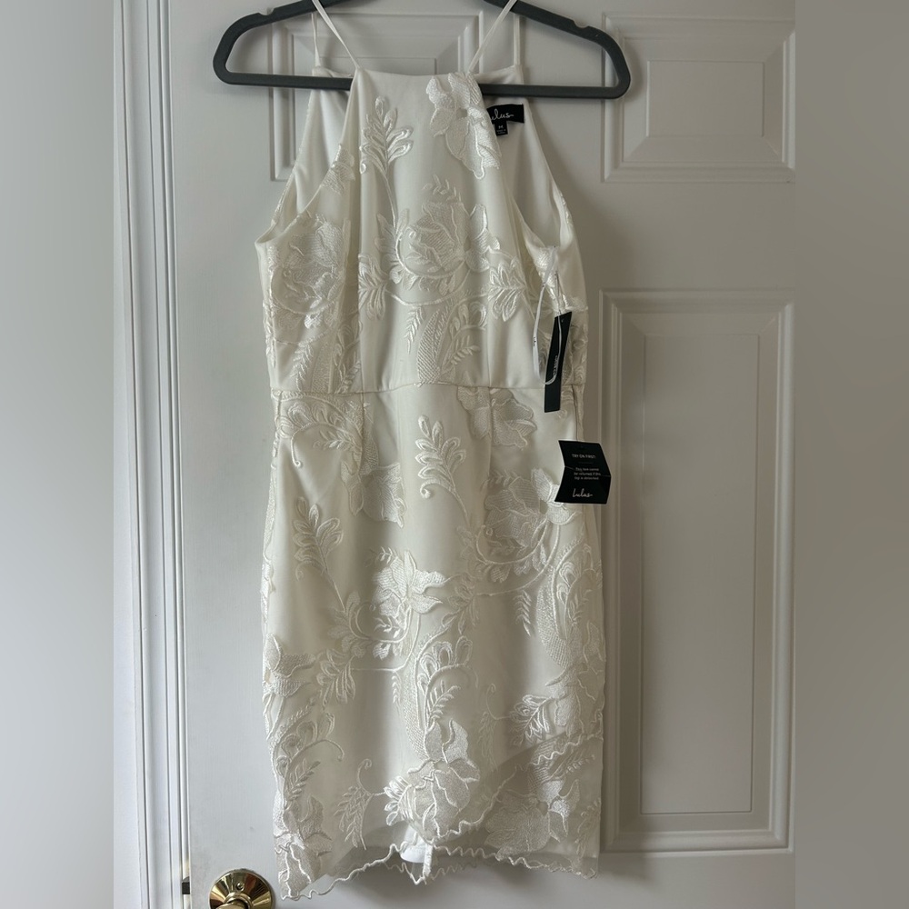 Lulu's Ivory Floral Backless Dress